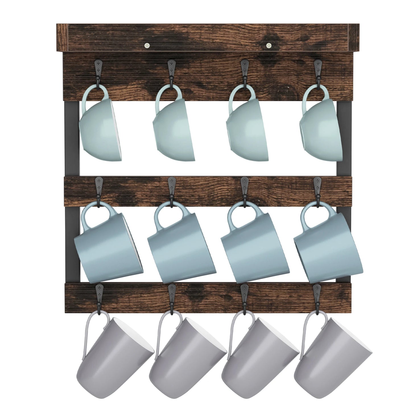 Wall Mounted Coffee Mug Holder with 12 Hooks