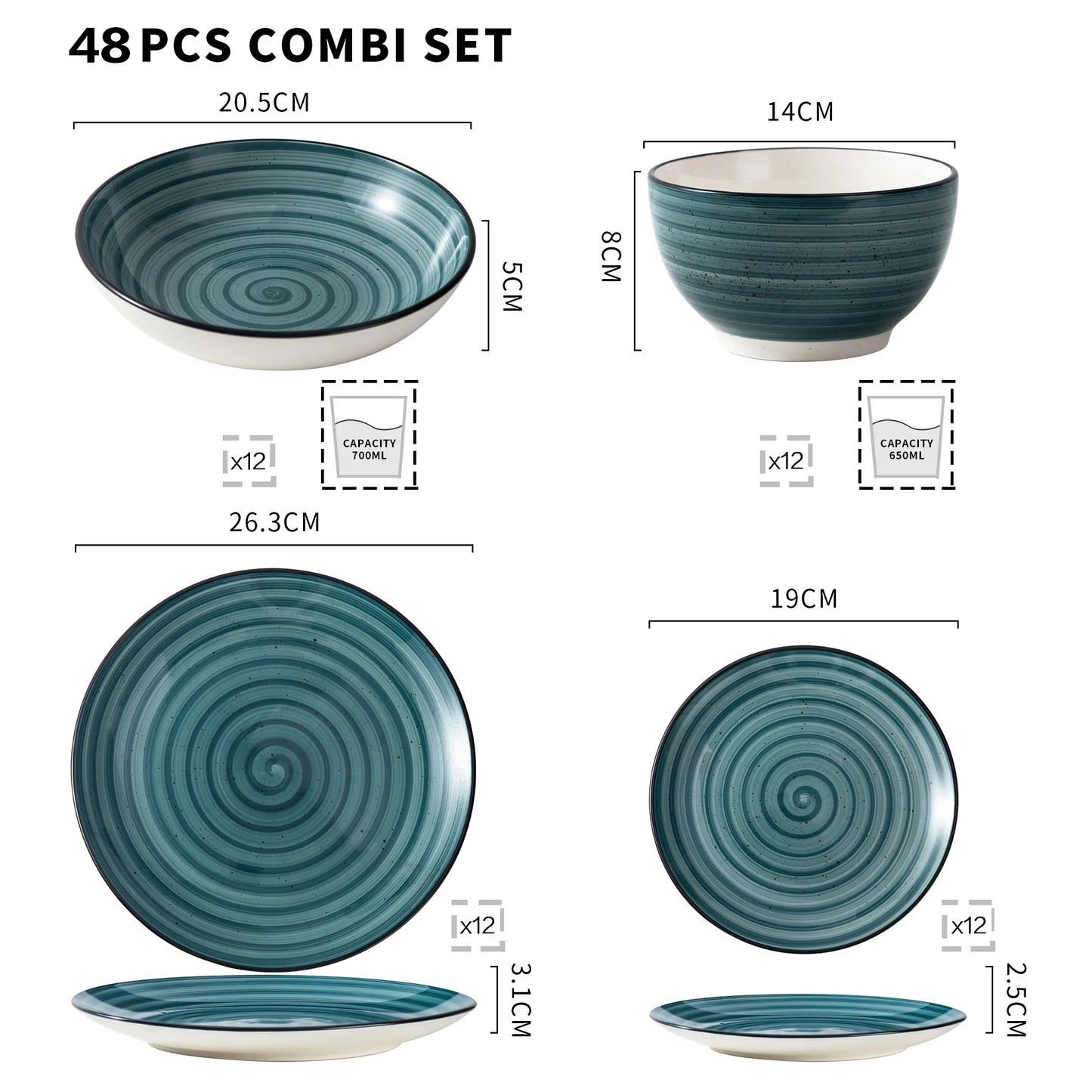 VANCASSO BONBON Green 24/48-Dinner Combi-Set