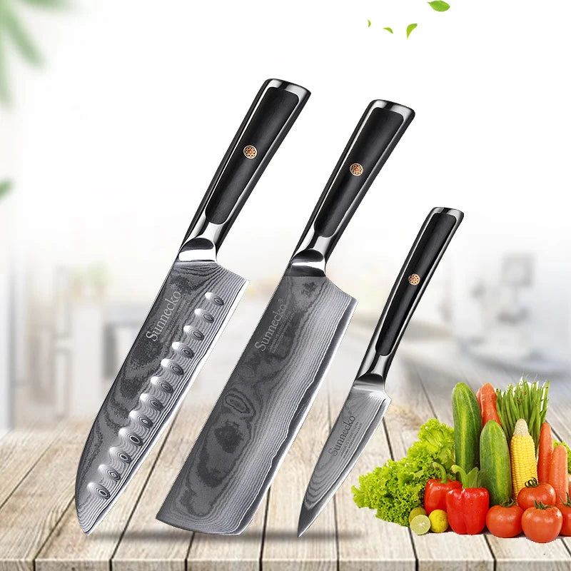 SUNNECKO 3PCS Kitchen Knives Set S 7