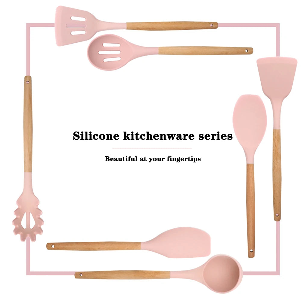 Silicone Kitchenware Cooking Utensils Set Non-stick Cookware