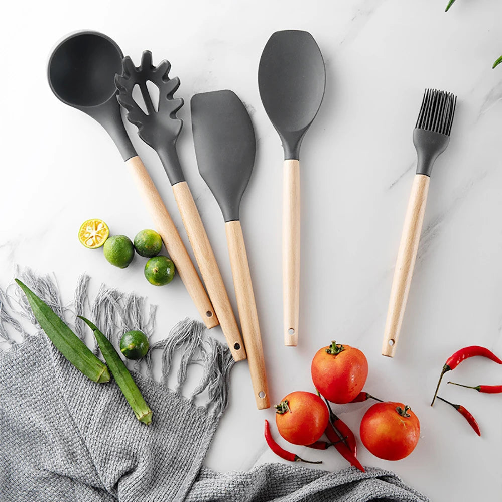 Silicone Kitchenware Cooking Utensils Set Non-stick Cookware