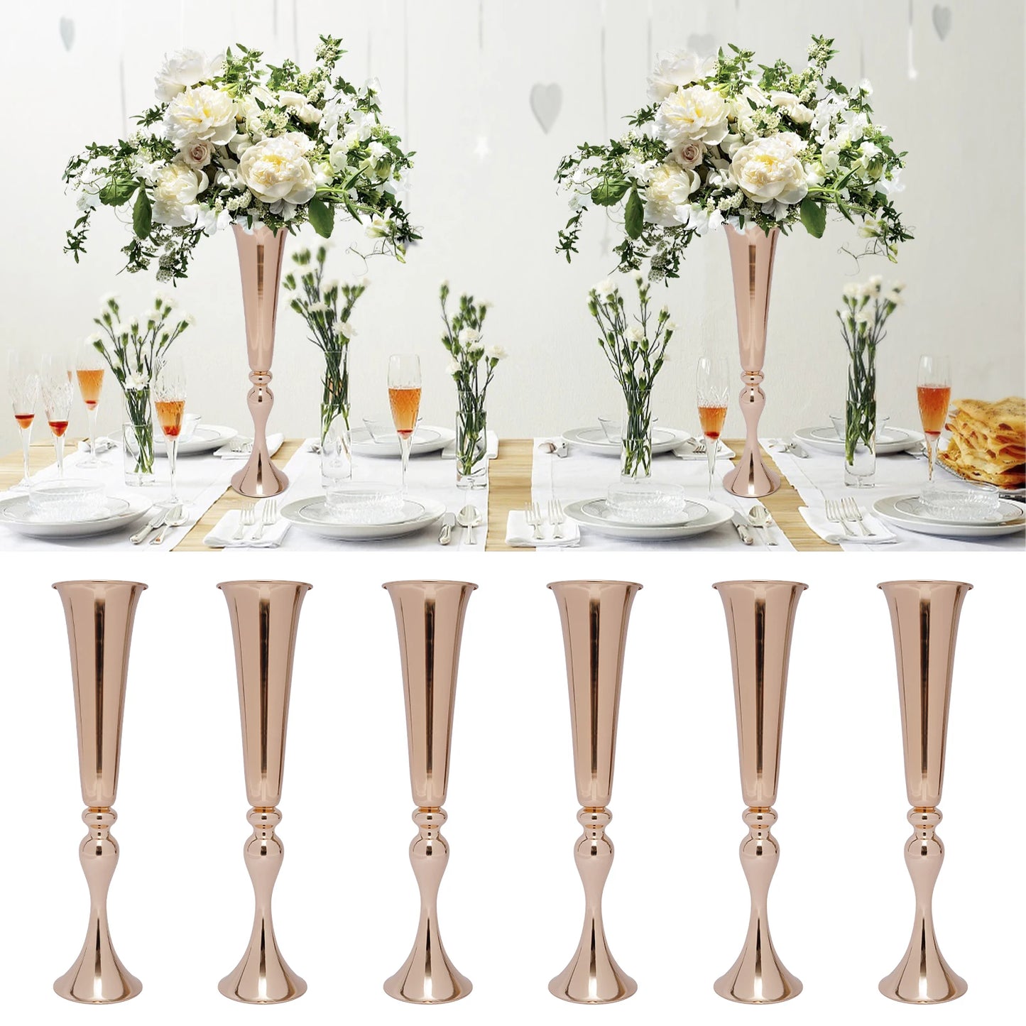 Metal Table Flower Stand Vase 6Pcs Decoration