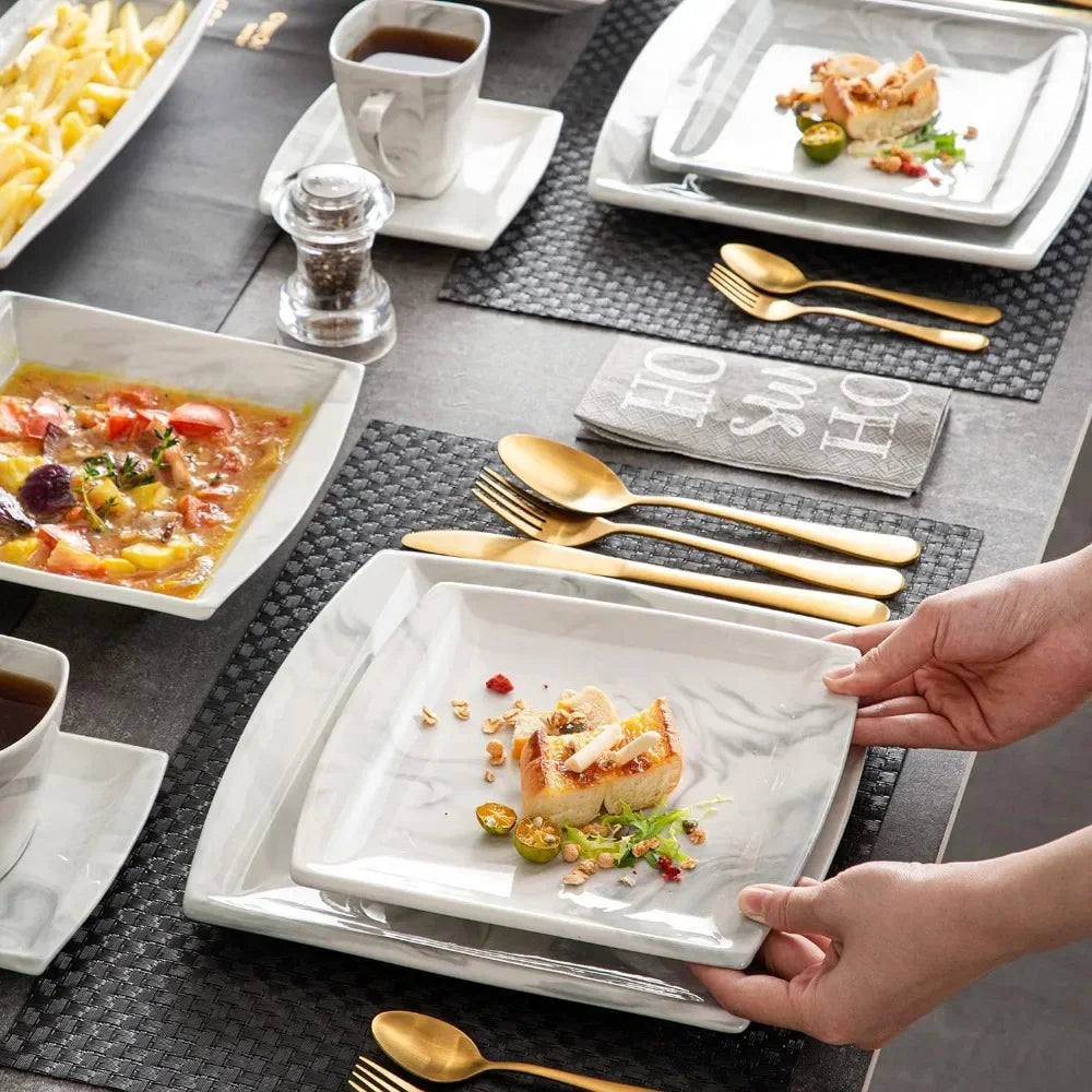 Square Tableware Marble Gray Set