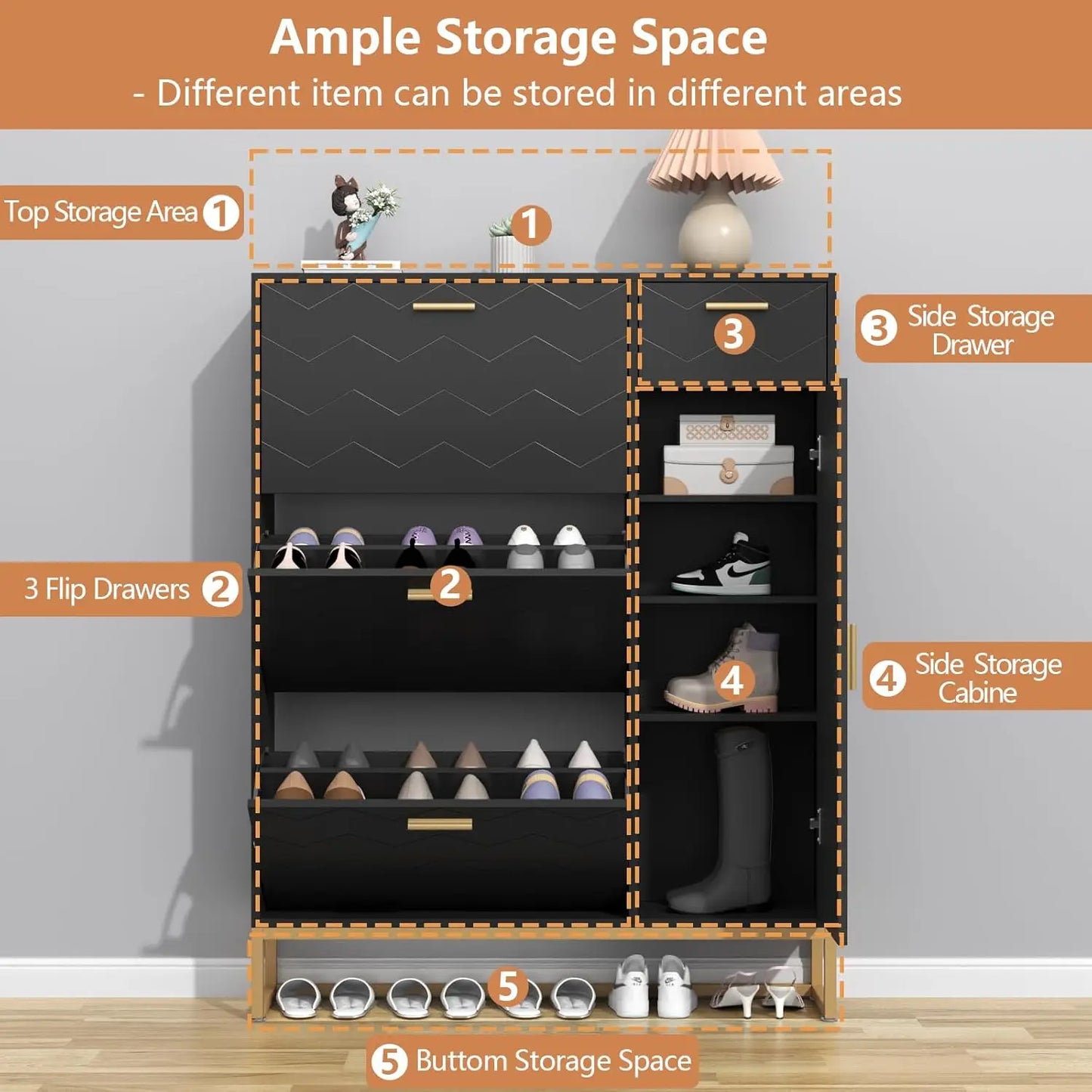 Tipping Bucket Shoe Storage Cabinet