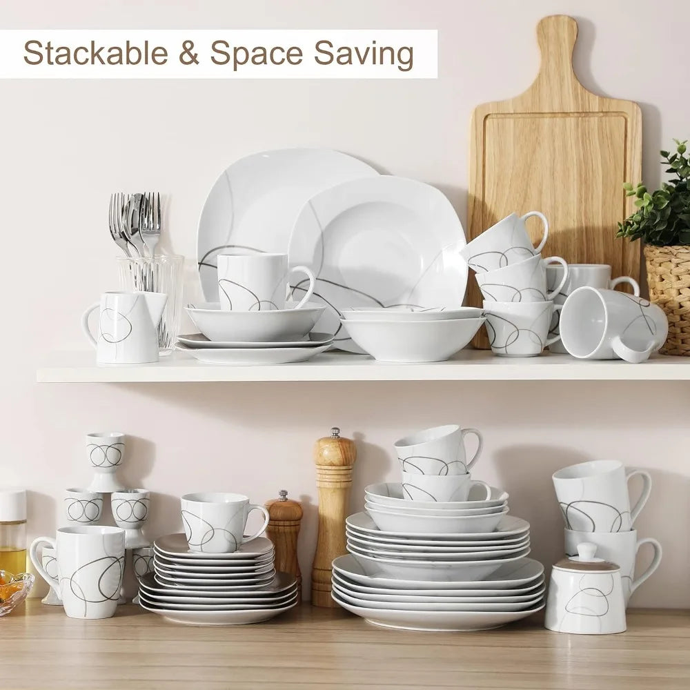 Dish 50-Piece Dinnerware Sets for 6 Kitchen Dishes