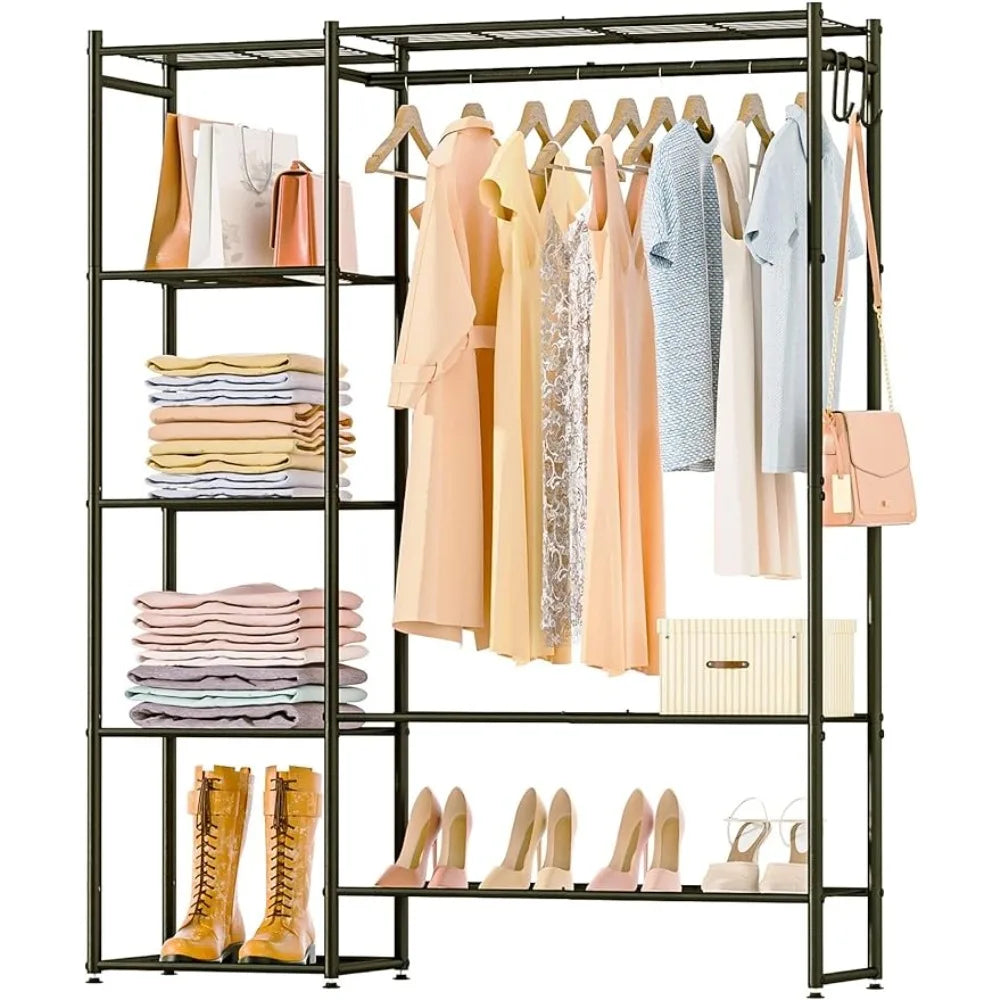 Clothing Rack with Shelves, Portable Wardrobe