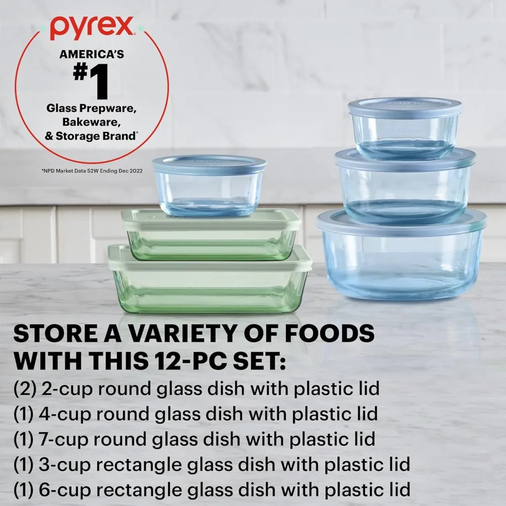 Pyrex Colors Tinted Glass Food Storage Container Set