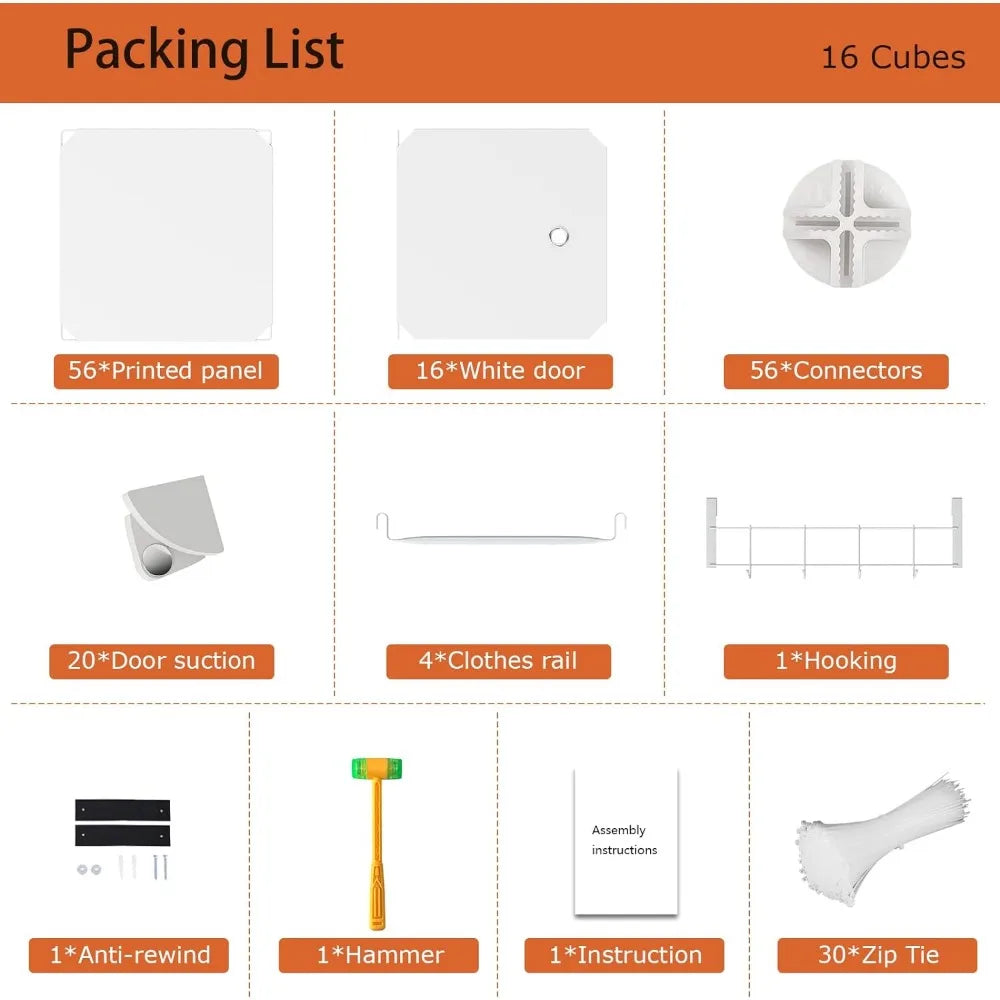 Portable Closet Wardrobe, 16-Cube Clothes Storage