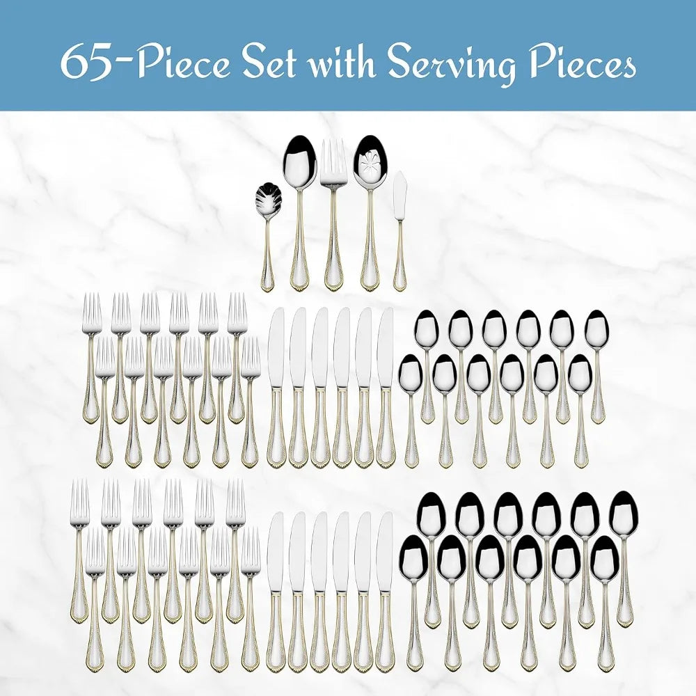 65-Piece Stainless Steel Flatware Set