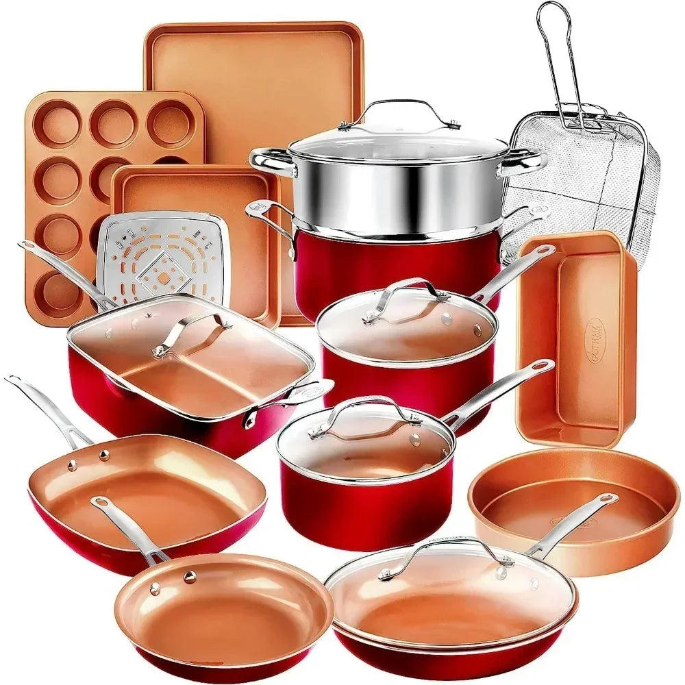 Cookware Set, 20 Piece Set of Copper Pot