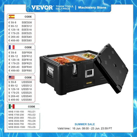 VEVOR 30L Insulated Cabinet 3 Pans Food