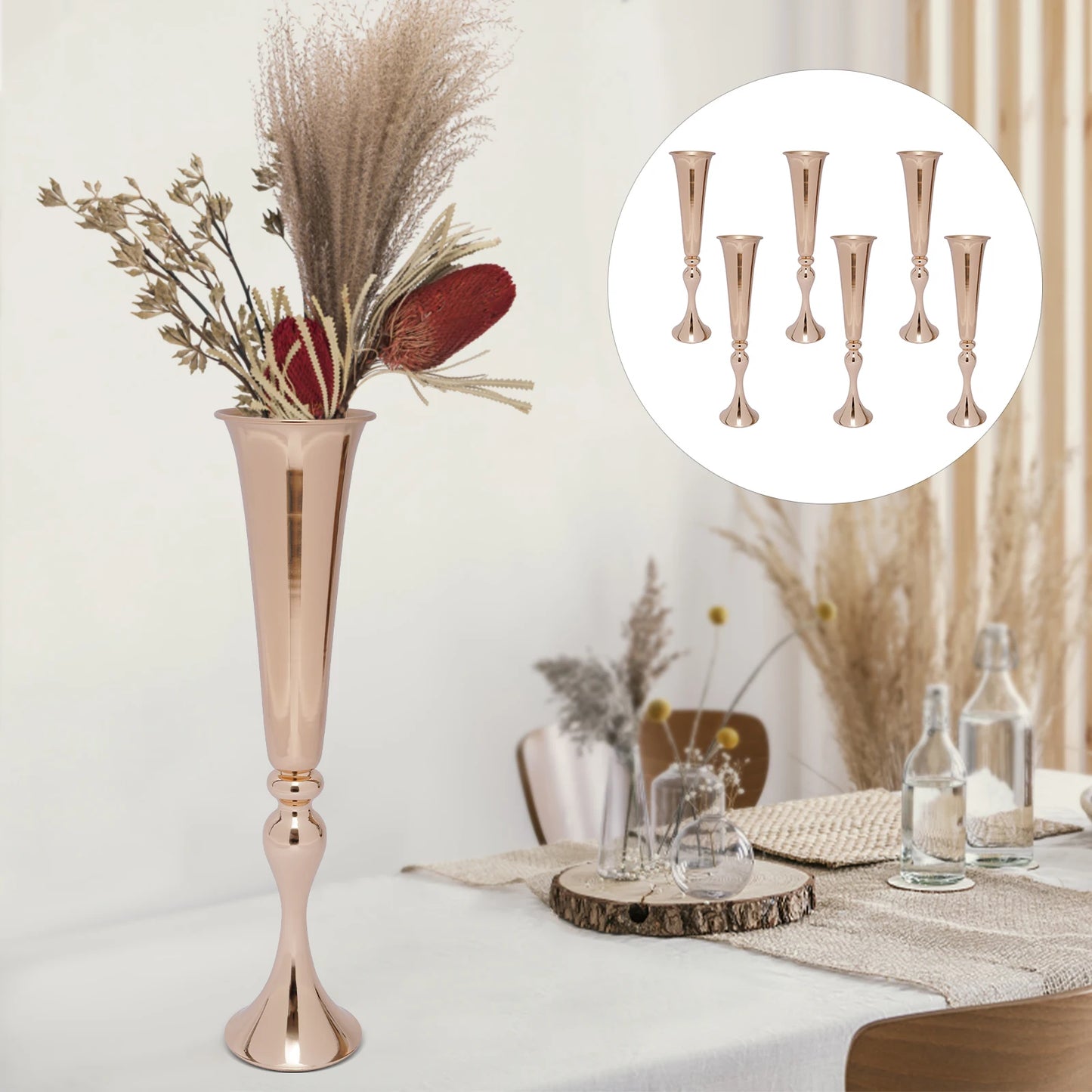 6Pcs Metal Trumpet Vases Decoration Vase Centerpiece