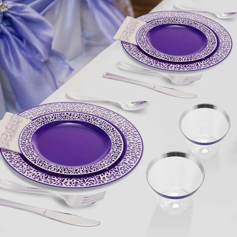 350 Pcs Plastic Dinnerware Set Disposable Plate