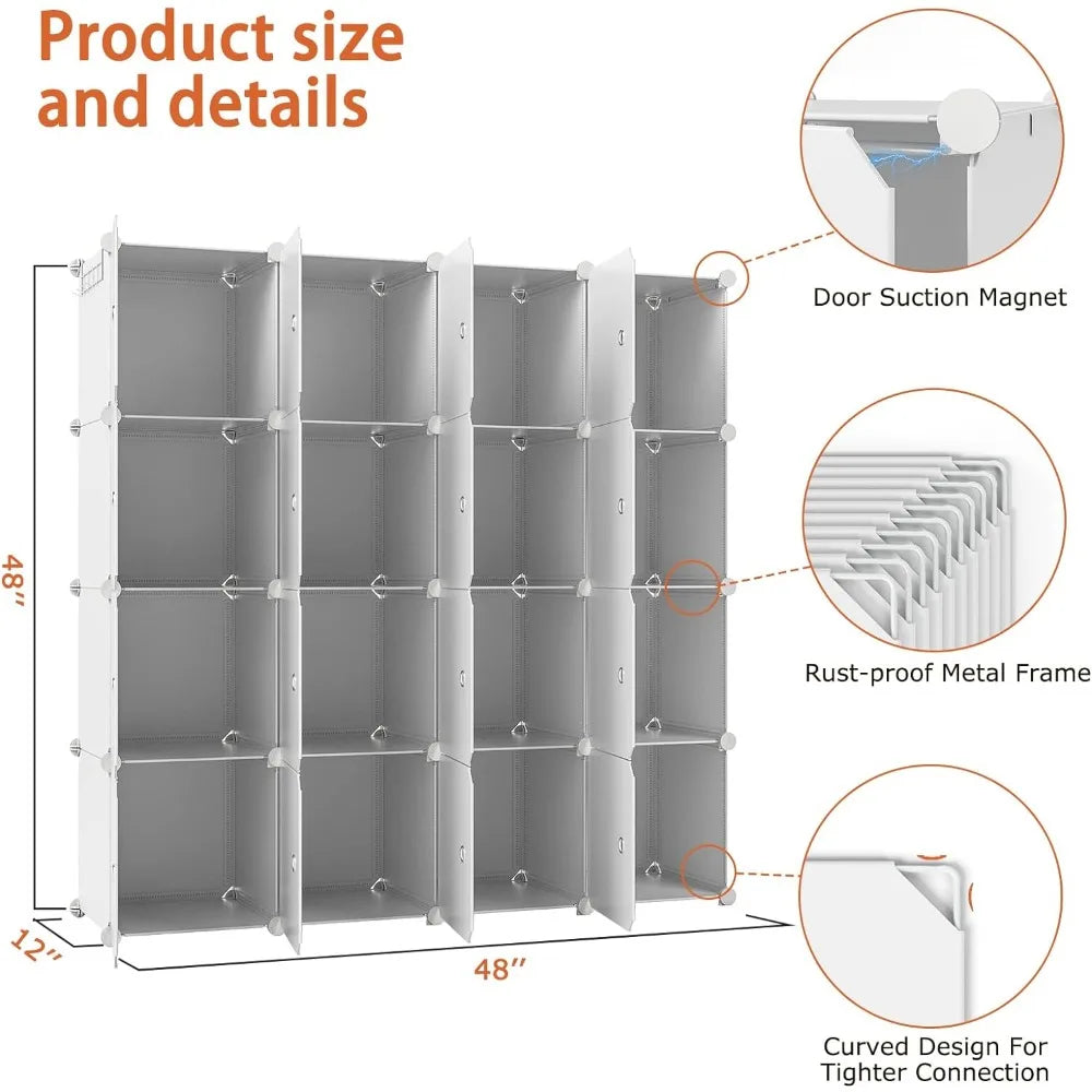 Portable Closet Wardrobe, 16-Cube Clothes Storage