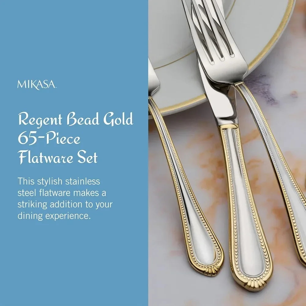 Gold Accent Regent Bead Flatware