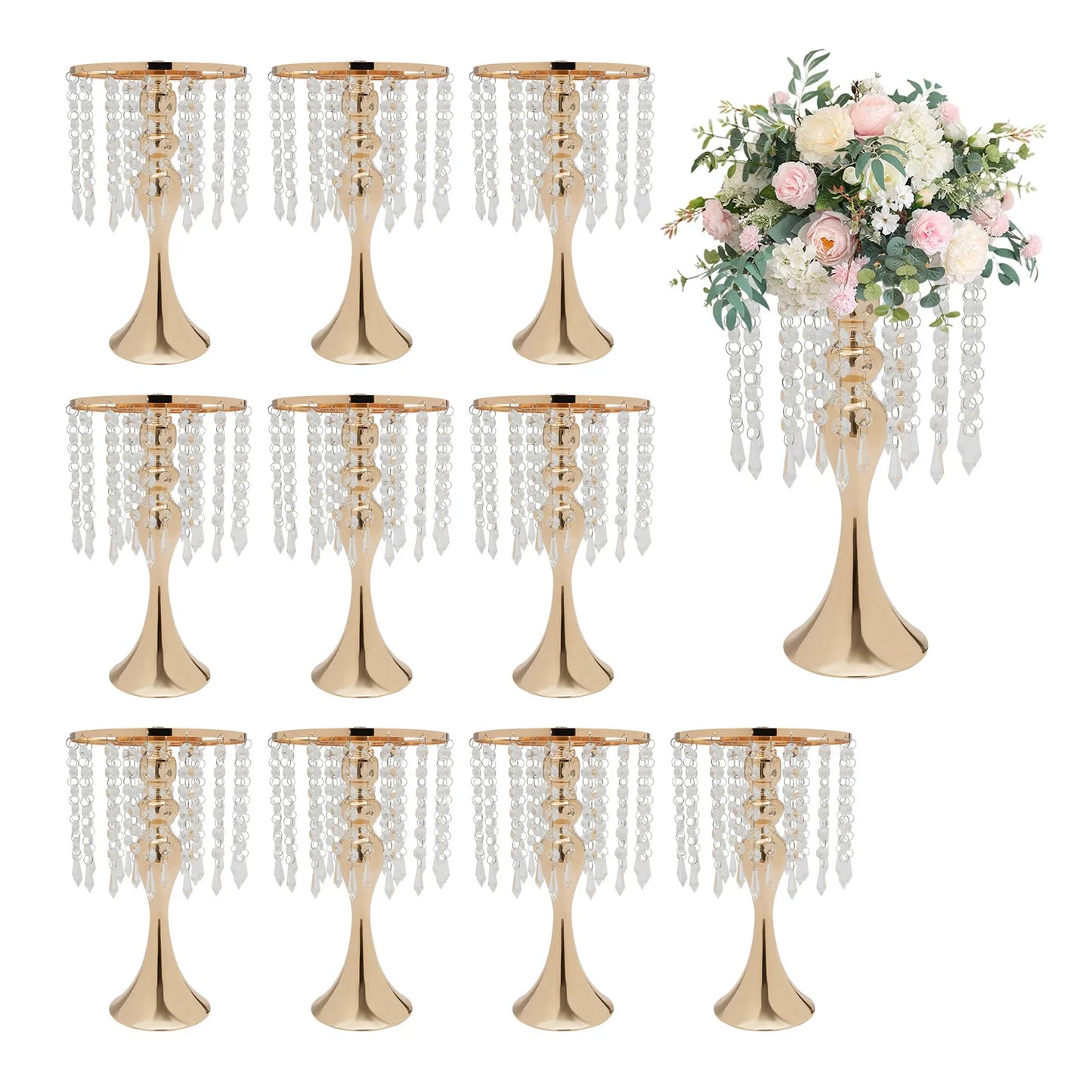 Crystal Flower Stand Centerpieces Metal Flower Vase