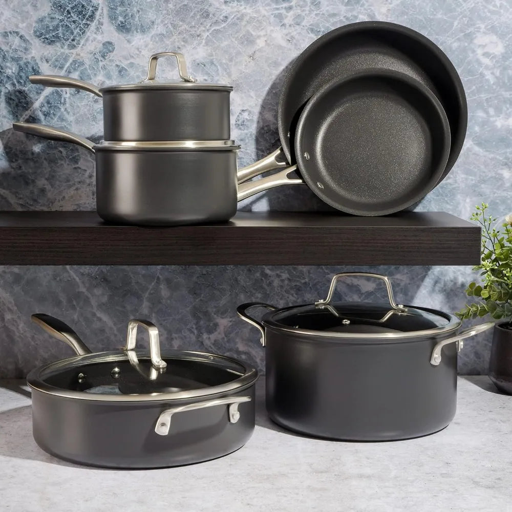 Black Pots and Pans Set 10-Piece