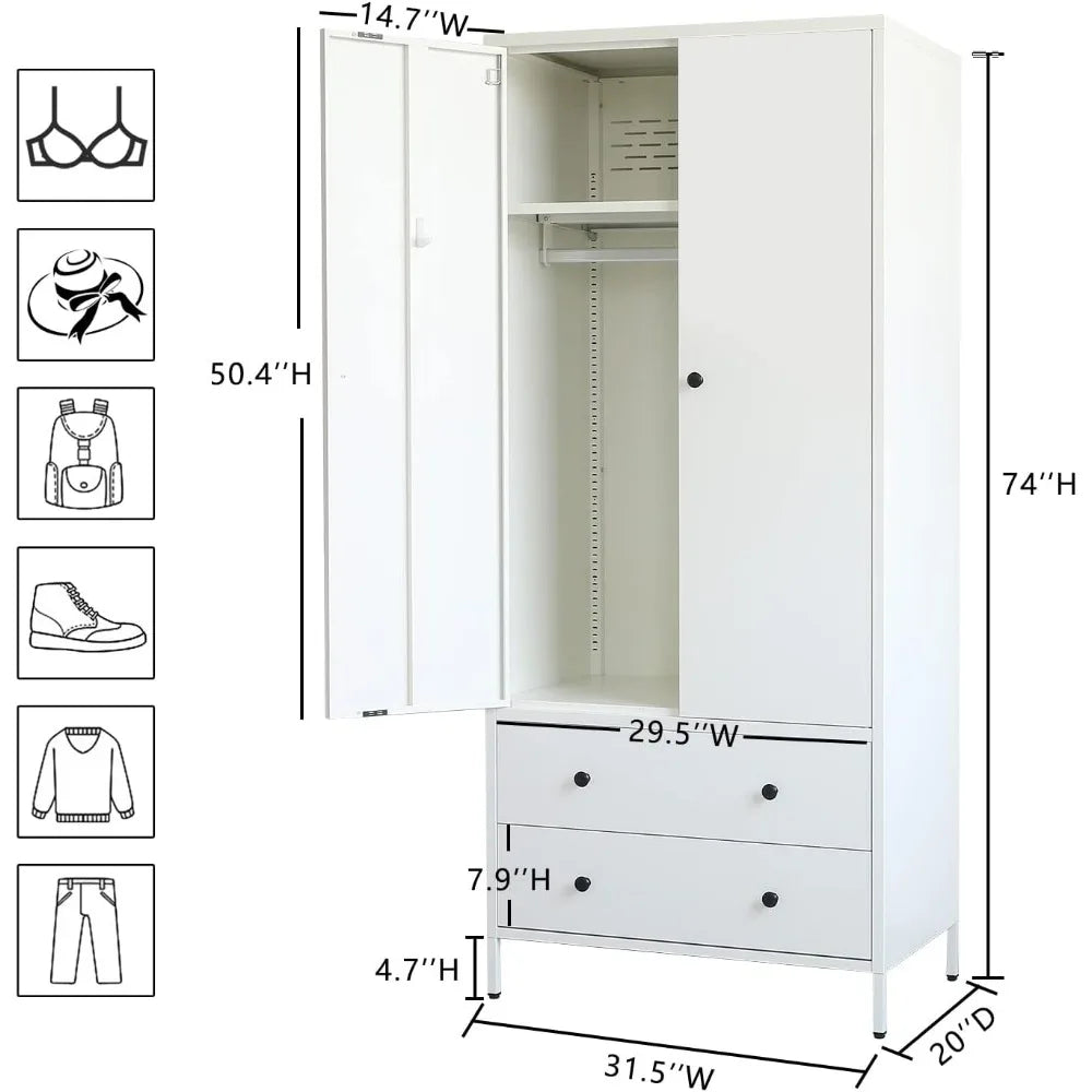 Closet Wardrobe, 2 Door Wood Wardrobe Cabinet