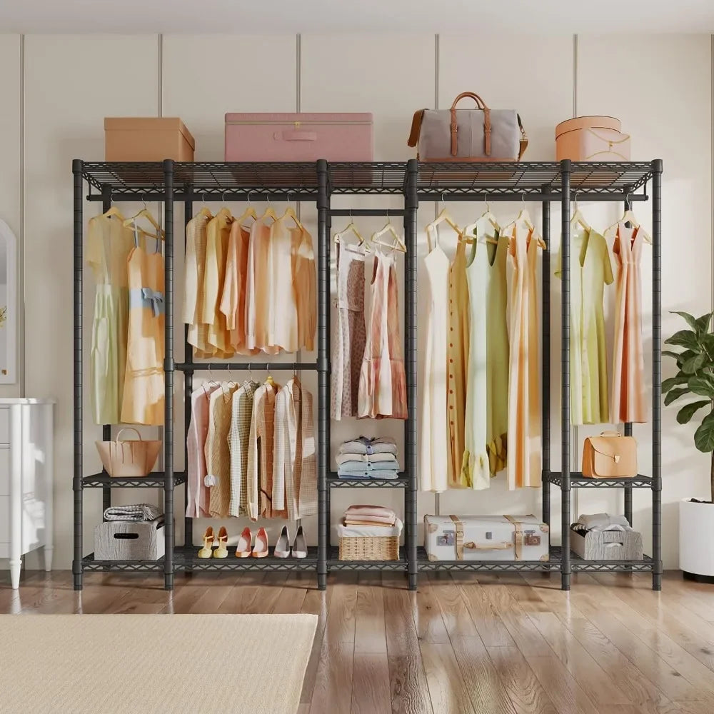 Black Storage Clothes Rack Closet Organizer