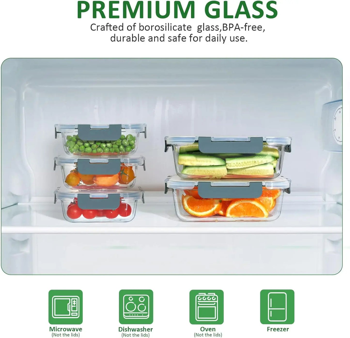 12 Packs Glass Meal Prep Containers Set