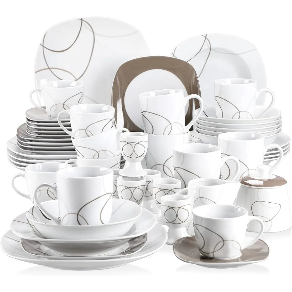 Dish 50-Piece Dinnerware Sets for 6 Kitchen Dishes