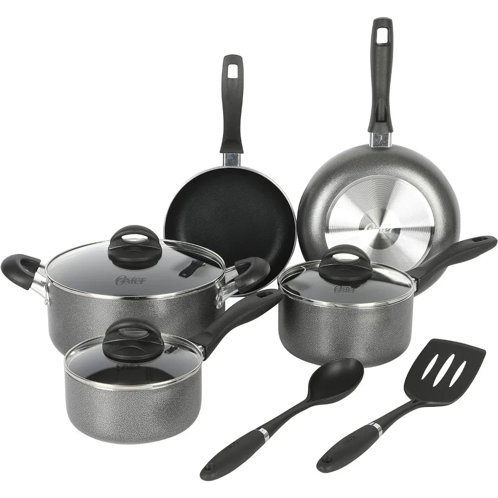 Pot Frying Black 10 Piece Aluminum Cookware Set