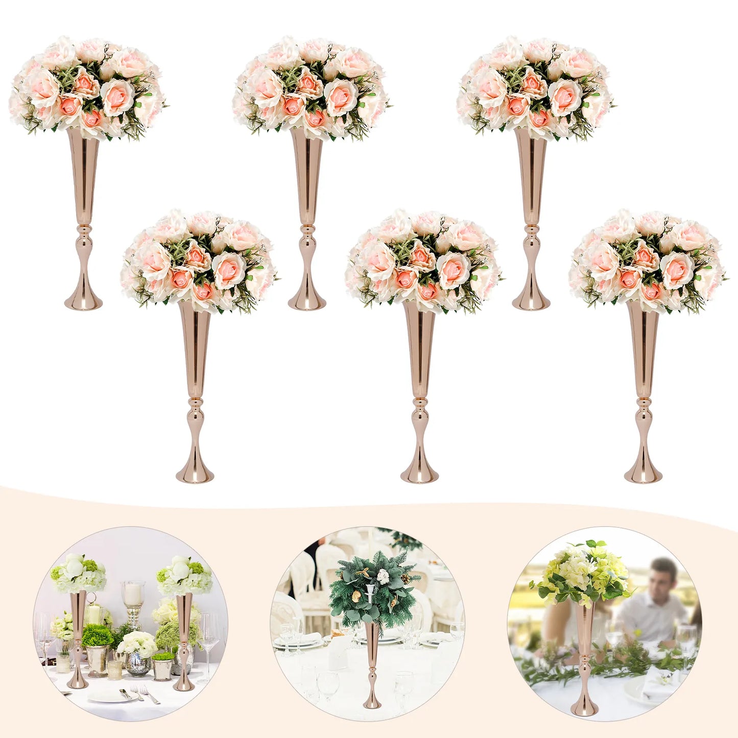 6Pcs Metal Trumpet Vases Decoration Vase Centerpiece