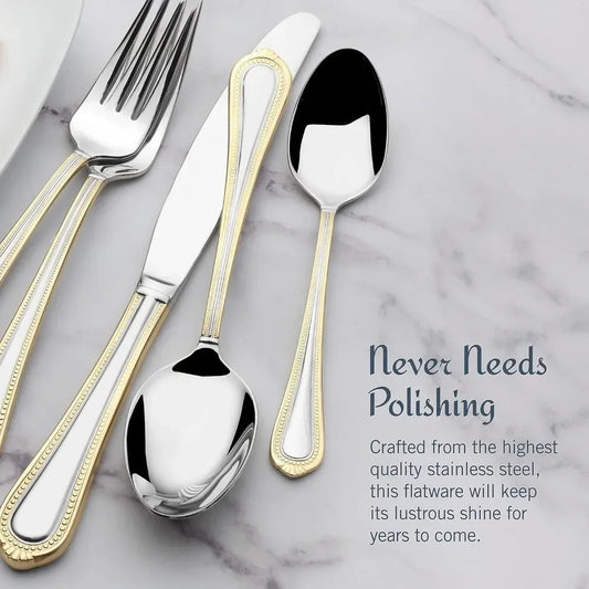 Gold Accent Regent Bead Flatware