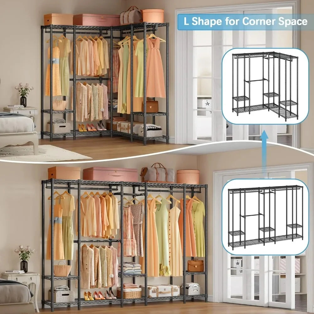 Black Storage Clothes Rack Closet Organizer