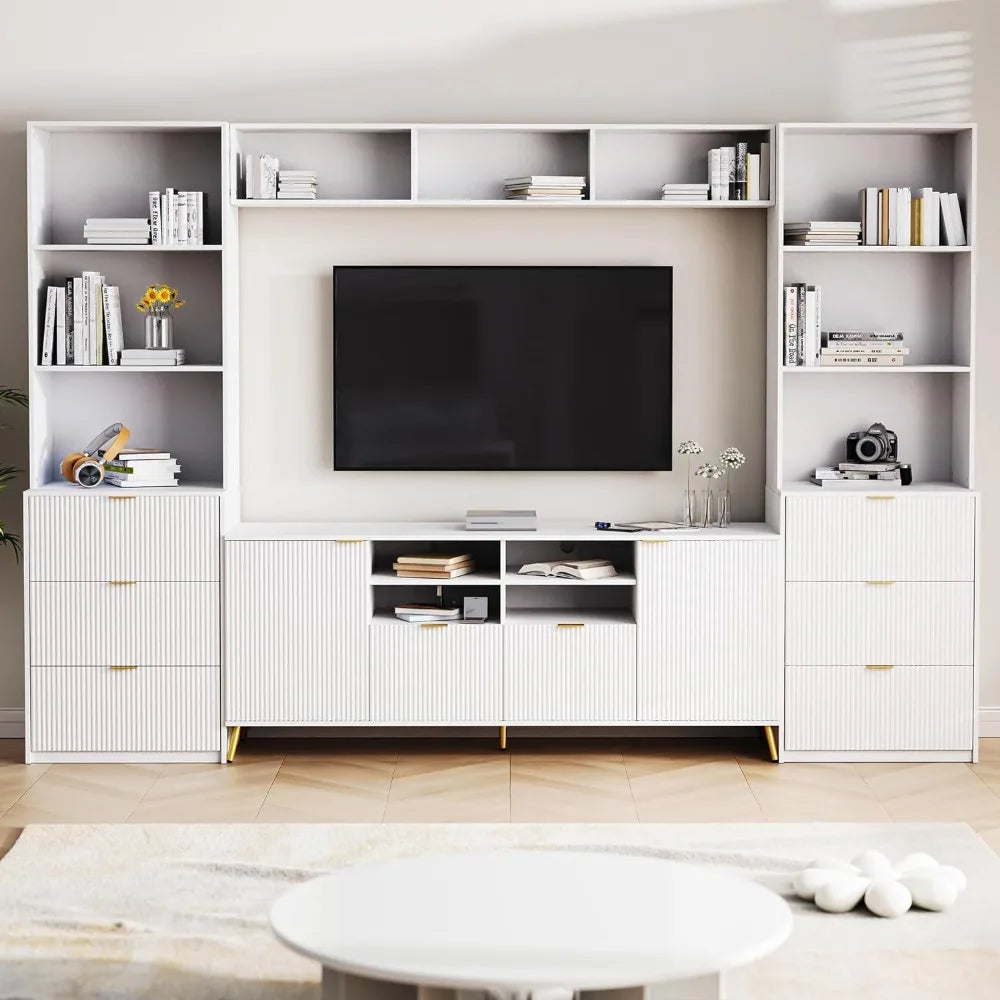 4-Piece Entertainment Wall Unit with 13 Shelves