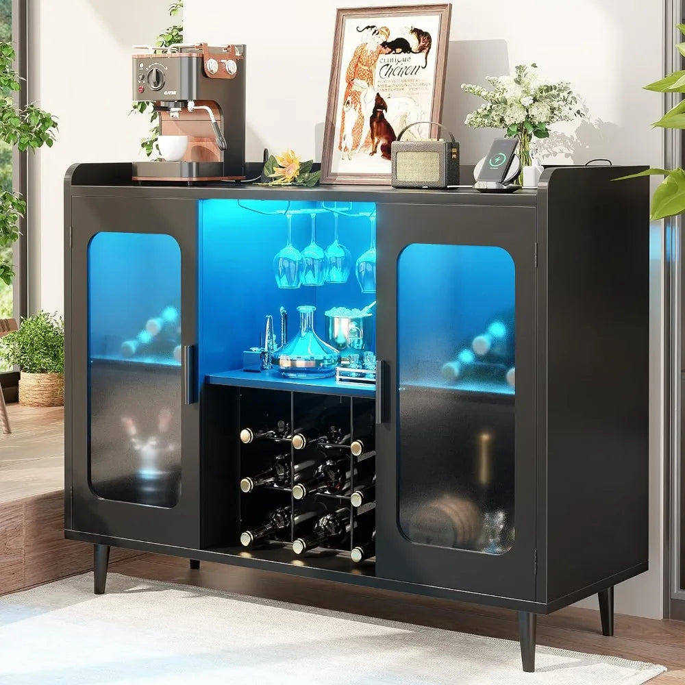 Dining Room Wine Refrigerator Bar With LED Light