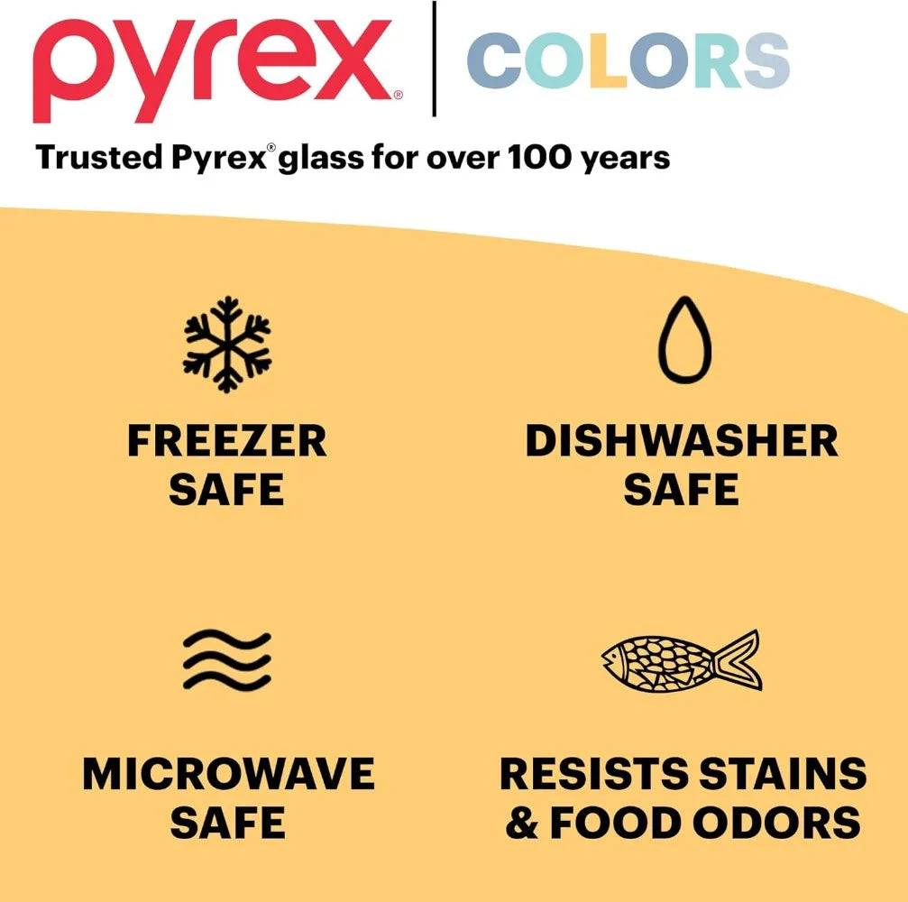 Pyrex Colors Tinted Glass Food Storage Container Set