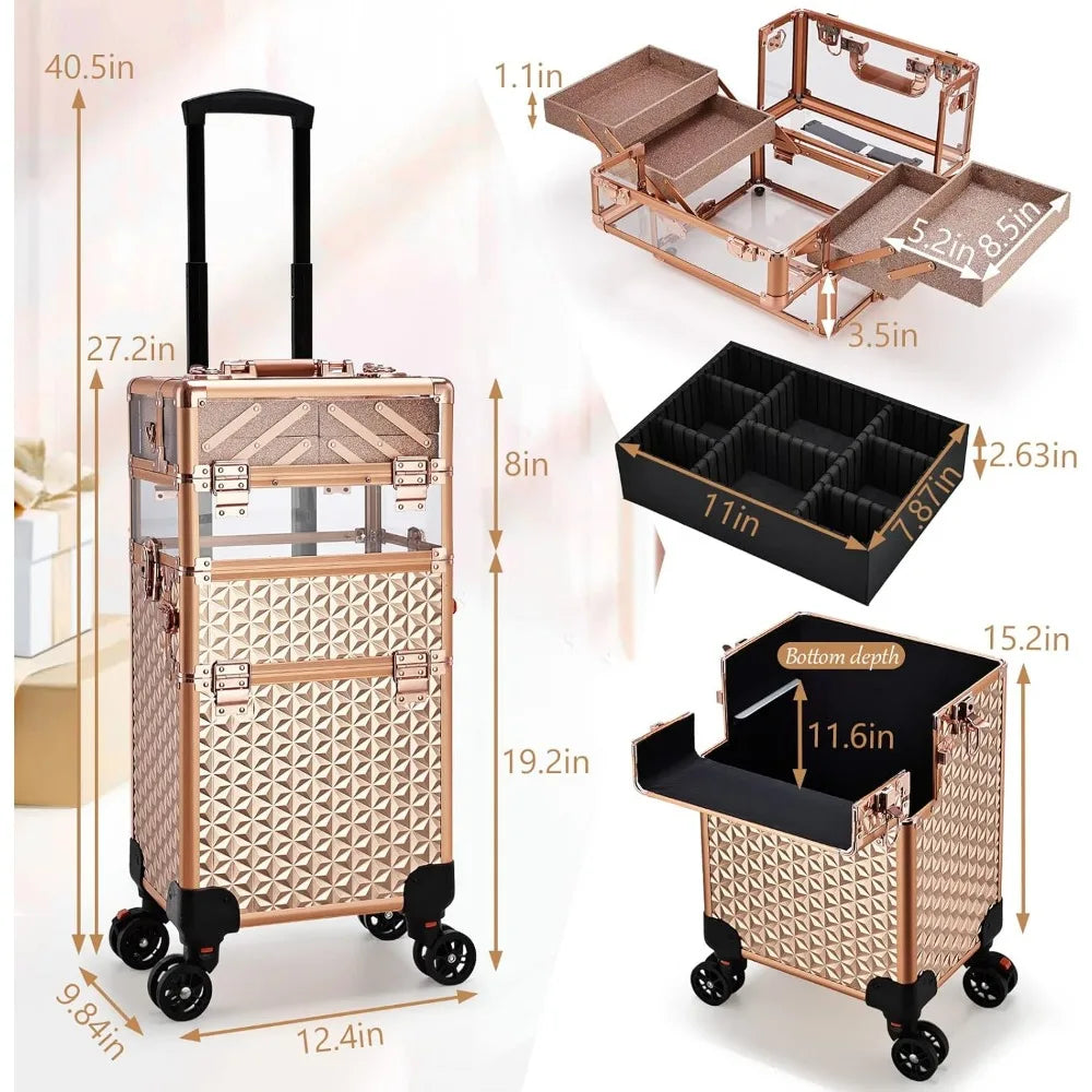 Professional Rolling Makeup Case Storage and Organization