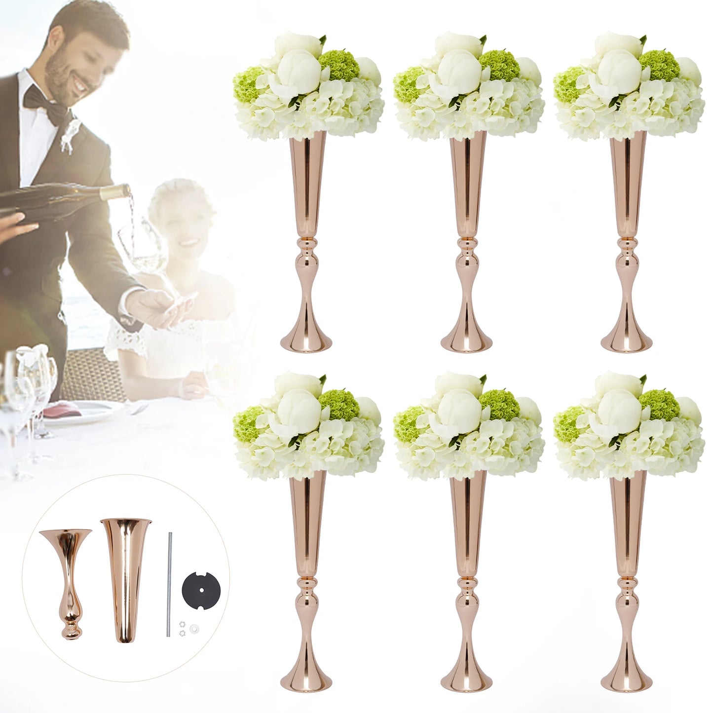 Metal Trumpet Vase Centerpieces