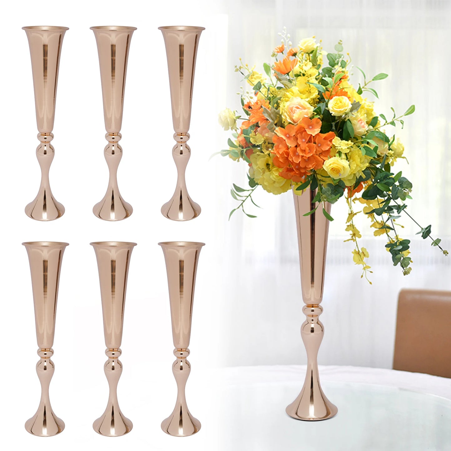 Metal Trumpet Vase Centerpieces