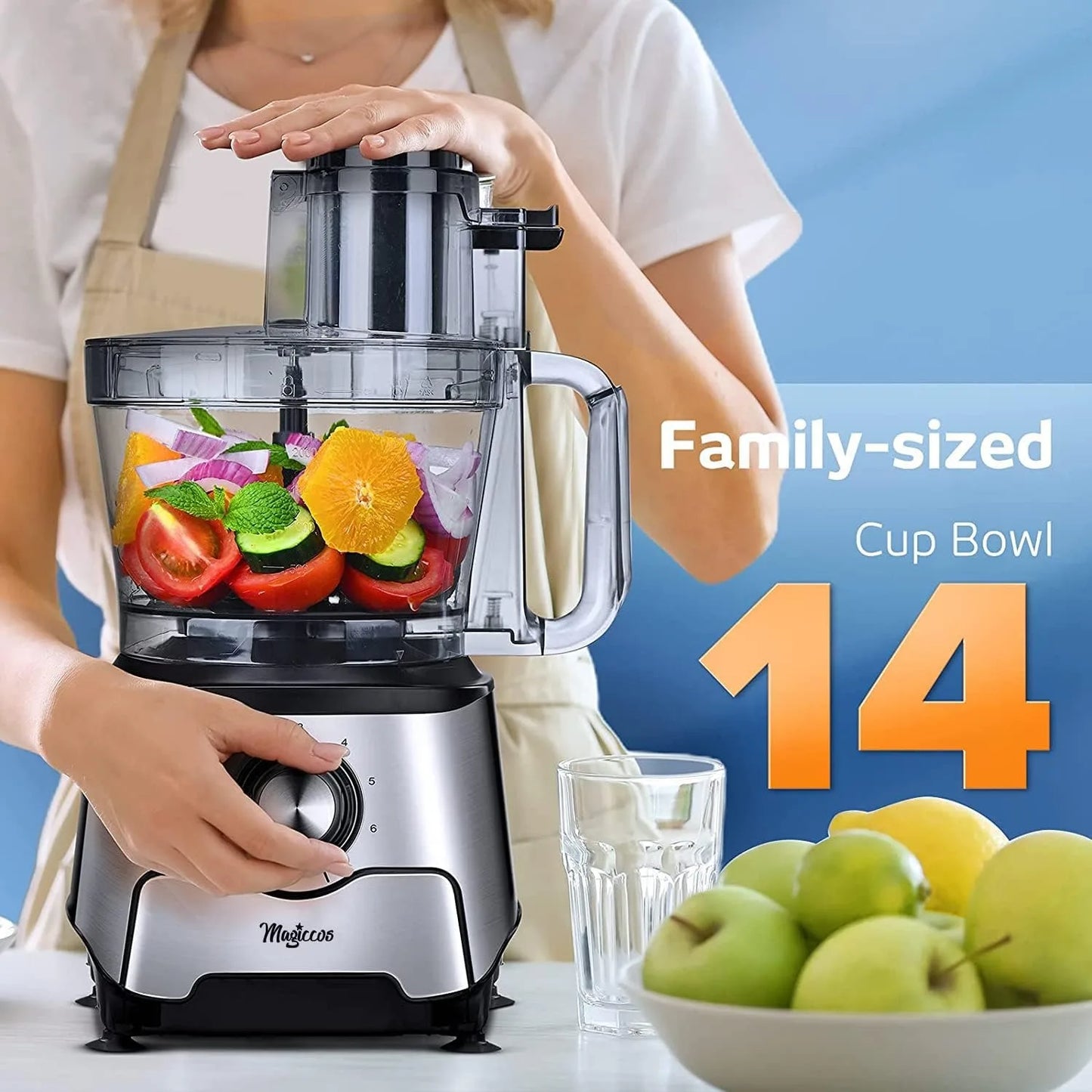 14-Cup Fry-Cutter Storage-Drawer Food-Processor