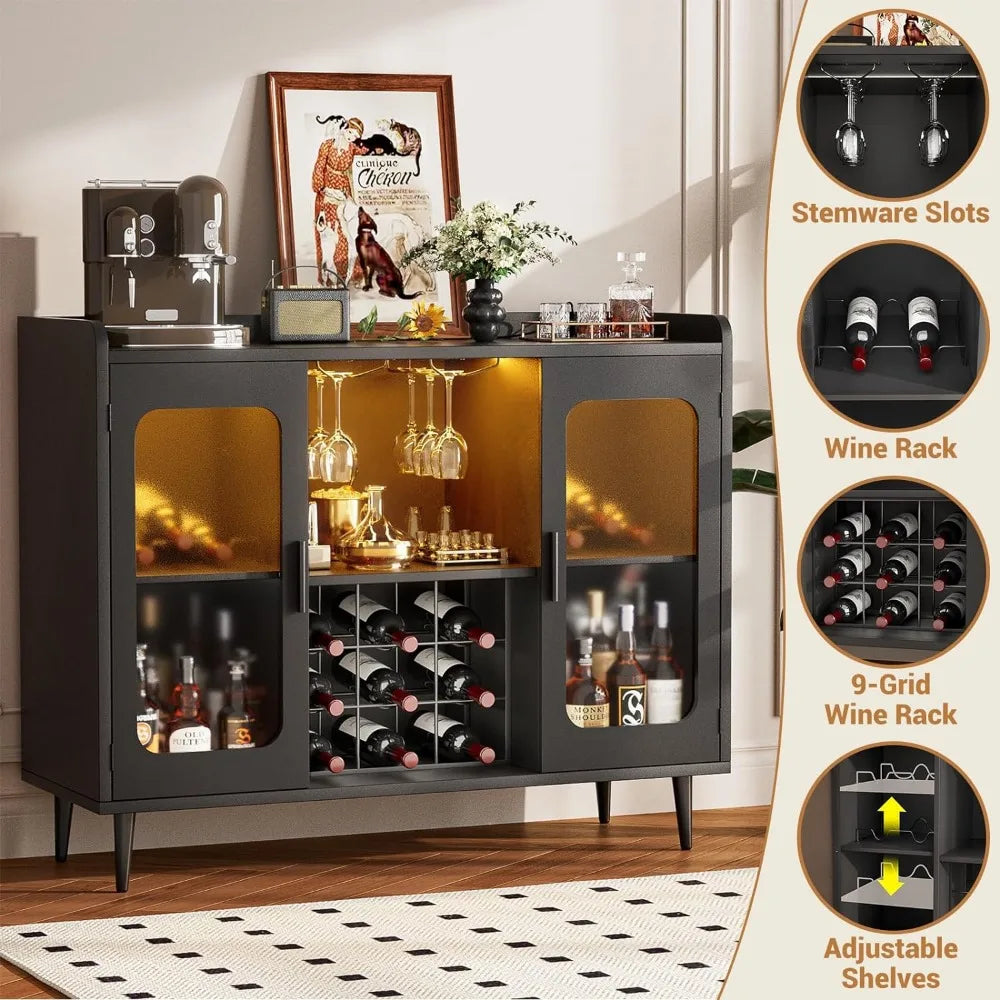 Dining Room Wine Refrigerator Bar With LED Light