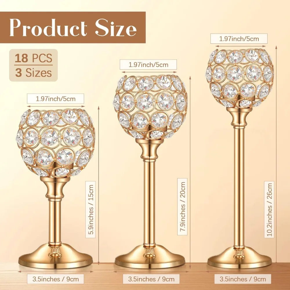 18 Pieces Crystal Candle Holder