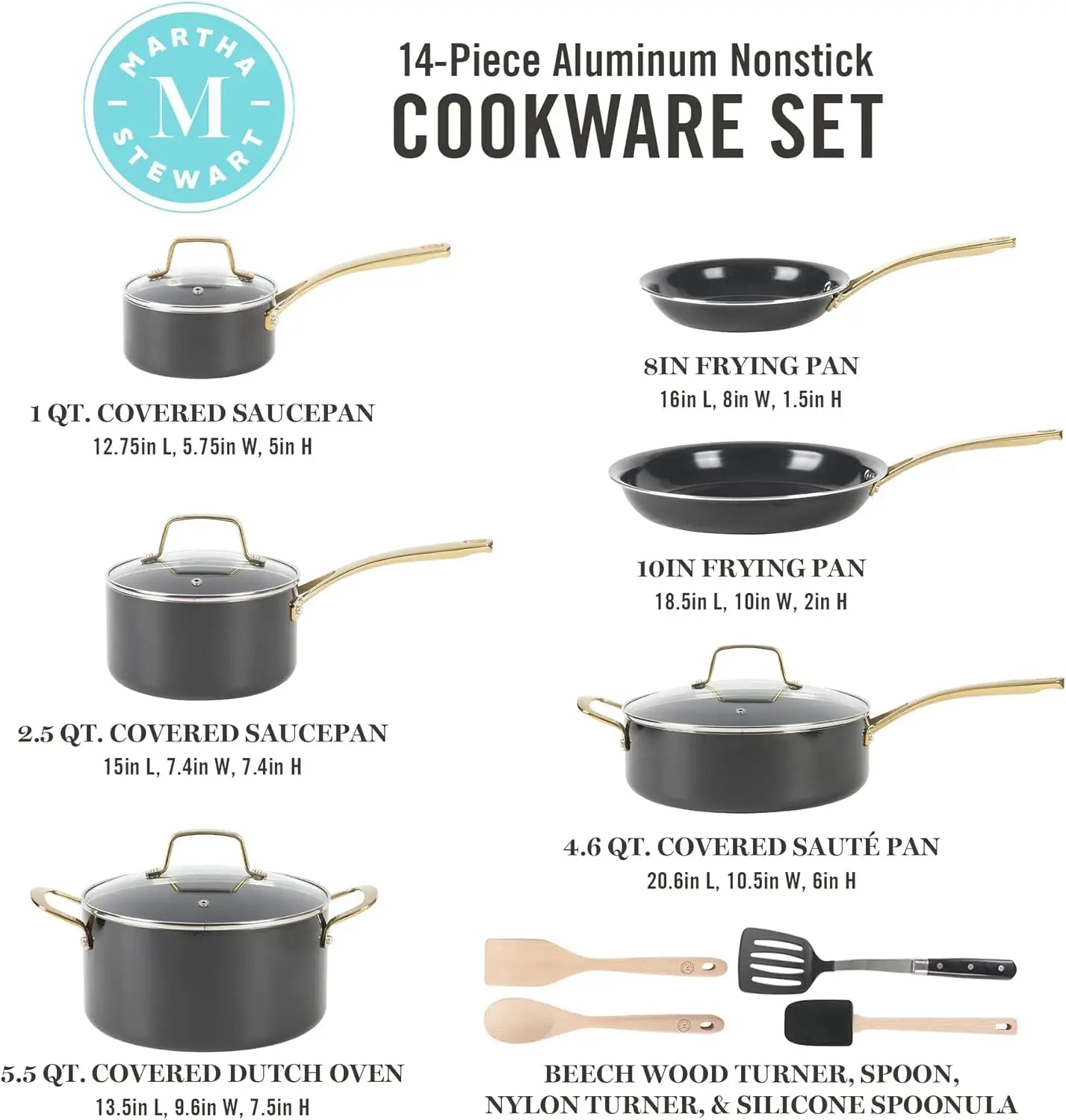 Martha Stewart Lockton 14 Piece Premium  Cookware