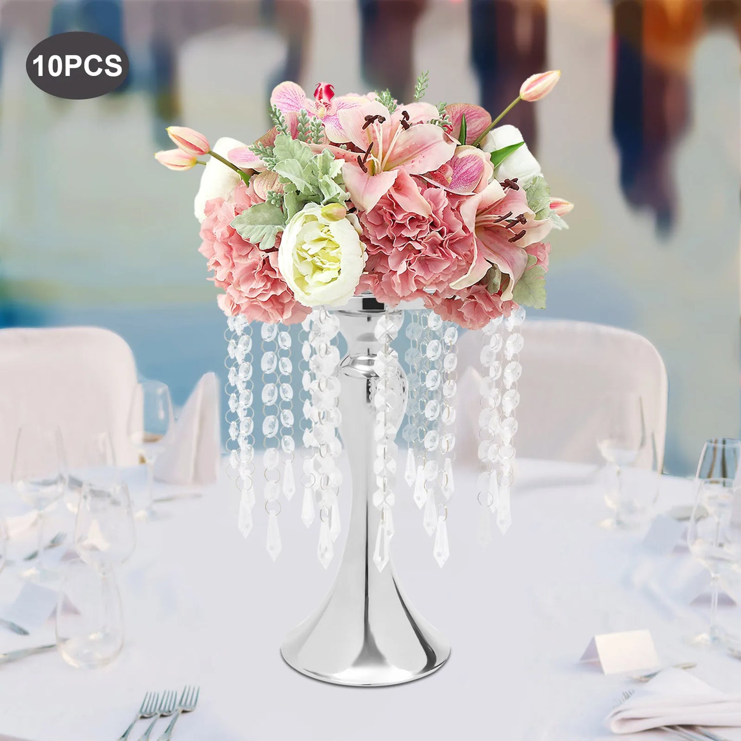 Crystal Flower Stand Centerpieces Metal Flower Vase