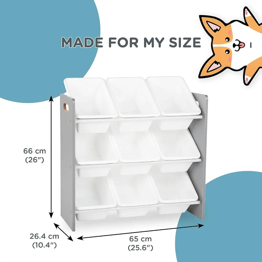 Grey/White Toy Organizer, 9 Bin Storage