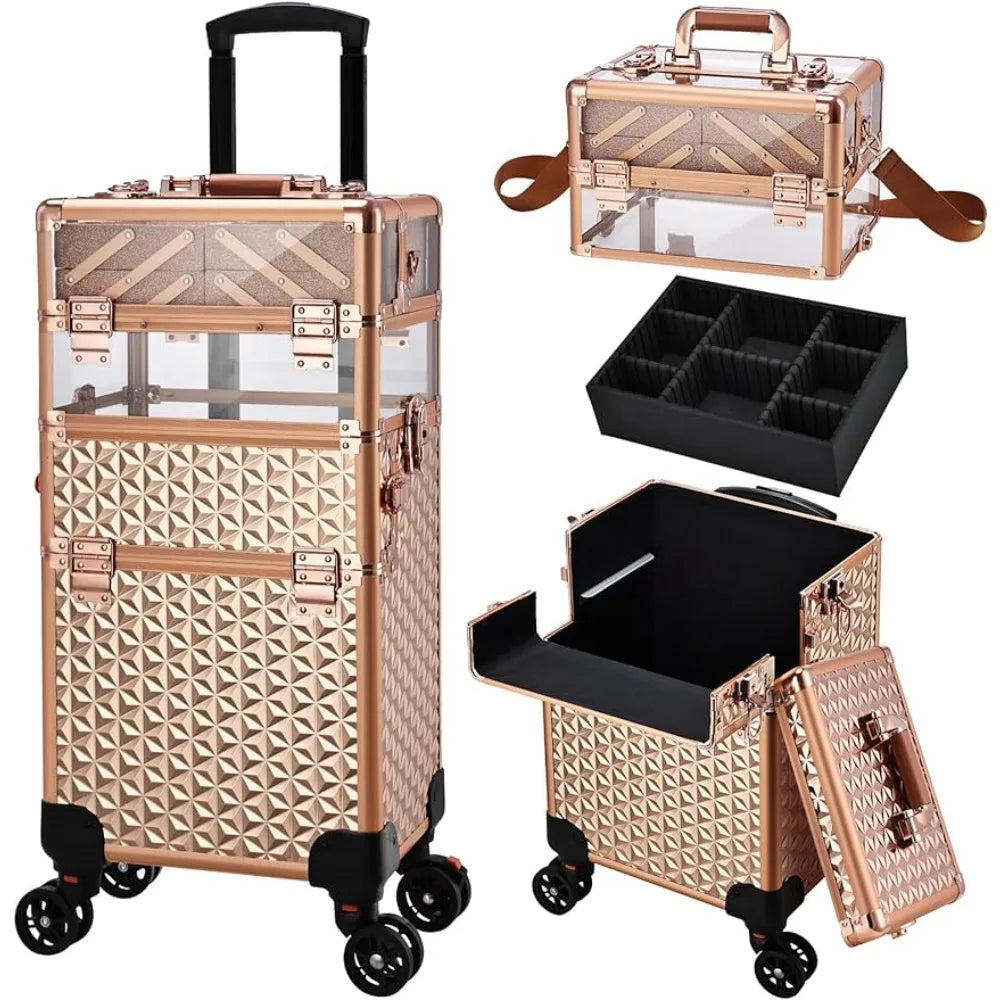 Professional Rolling Makeup Case Storage and Organization