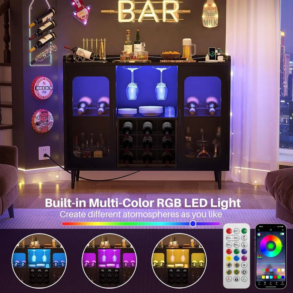 Dining Room Wine Refrigerator Bar With LED Light