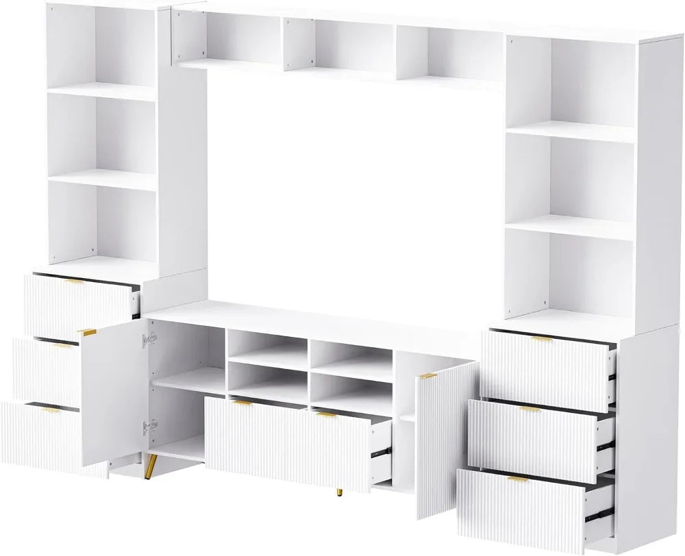 4-Piece Entertainment Wall Unit with 13 Shelves