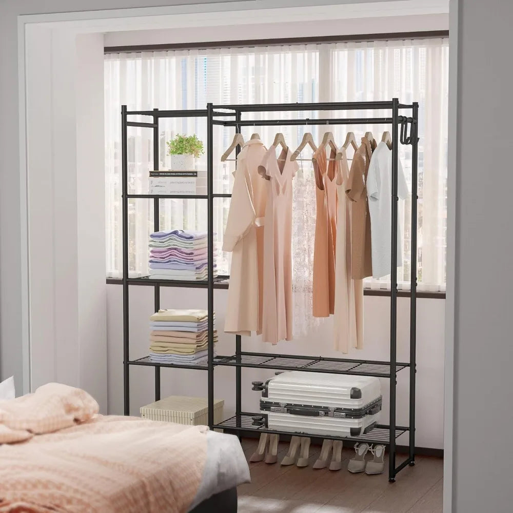 Clothing Rack with Shelves, Portable Wardrobe