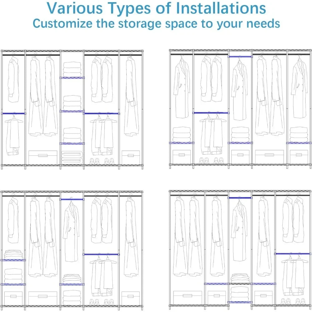 Black Storage Clothes Rack Closet Organizer