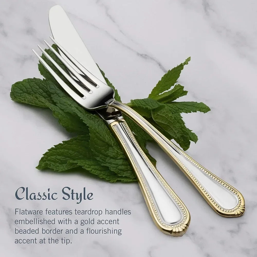 Gold Accent Regent Bead Flatware