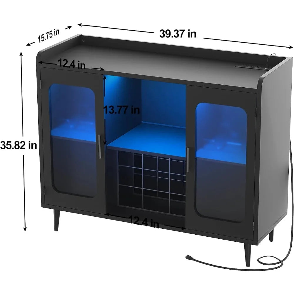 Dining Room Wine Refrigerator Bar With LED Light