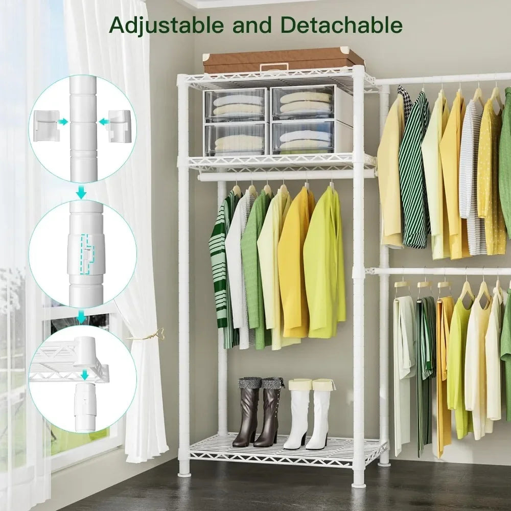 Metal Freestanding Garment Rack, Expandable Closet