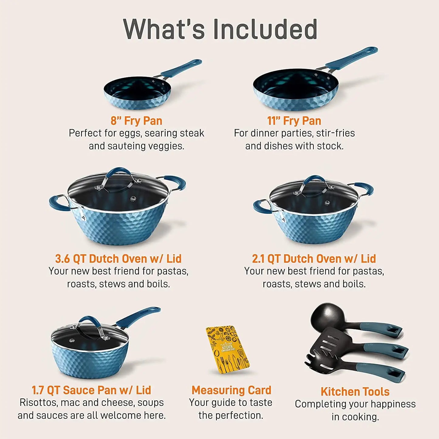 11 Piece Nonstick Cookware Set Aluminum